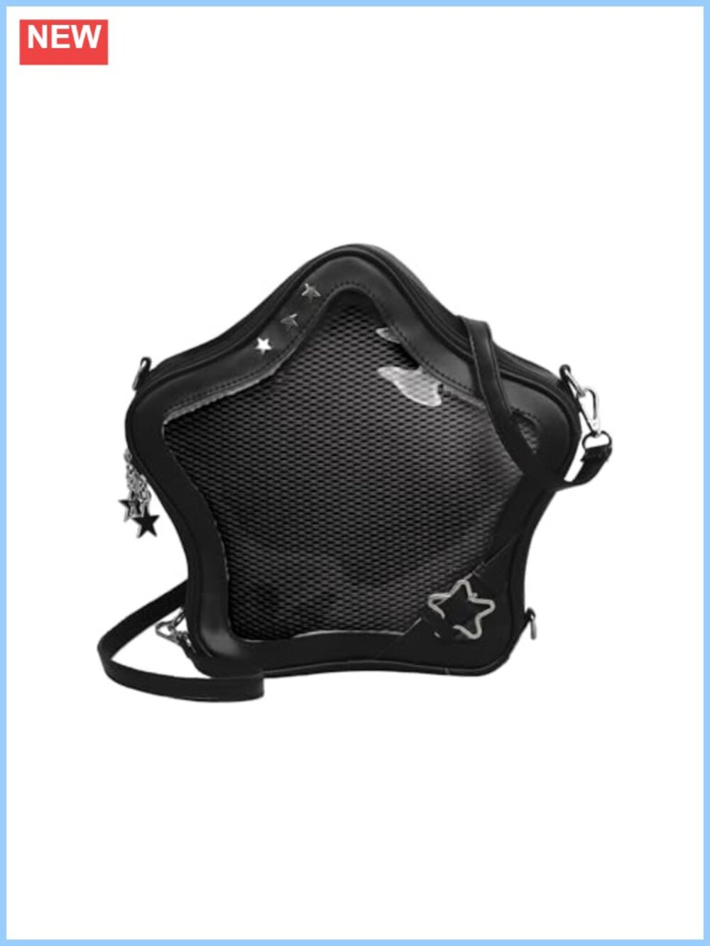 Star Shape Ita Bag PU Leather Pins Display Crossbody Backpack Y2K Cute Handbag